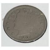 1904 LIBERTY V-NICKEL (FINE) ***LOTS OF LIBERTY***