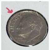 1996 ROOSEVELT DIME ***ERROR-STRUCK OFF-CENTER***