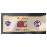 (5 COUNT)VINTAGE CAN LABEL-BURNHAM/EMBOSSED