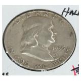 1955 FRANKLIN HALF DOLLAR (90% SILVER) (FINE) ***