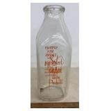 GLASS DAIRY BOTTLE-'NOT PERFECT'
