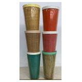 (6)VINTAGE RAFIA TUMBLERS-ASSORTED/CHECK OUT THE