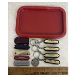 ADVERTISING KNIVES W/RED TRAY