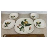'PEACH & CLOVER' DESIGN DISHWARE ITEMS-(1+2+2)