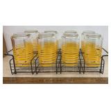 (SET OF 8)VINTAGE GLASS TUMBLERS W/RACK
