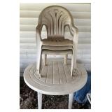 PLASTIC TABLE W/(3)CHAIRS-CHECK OUT THE PIC