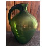 BLOWN GLASS PITCHER-GREEN/APPROX. 15" TALL