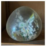 GLASS PAPERWEIGHT-WHITE