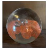 GLASS PAPERWEIGHT-ORANGE