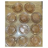PINK DEPRESSION GLASS-(11)SAUCERS/CHECK OUT THE