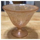 PINK DEPRESSION GLASS-CANDY DISH/APPROX. 6"