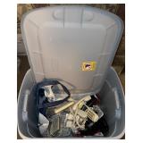 STORAGE TOTE W/LID & ASSORTED DECOT ITEMS-CHECK