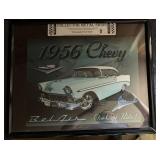 FRAMED COLLECTOR METAL SIGN-"1956" CHEVY BELAIR