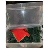 STORAGE TOTE W/LID & ASSORTED CONTENTS