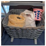 VINTAGE BASKET W/ASSORTED CONTENTS