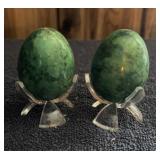(2)SOLID MARBLE/STONE EGGS-CHECK OUT THE PIECE