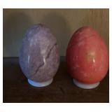 (2)SOLID MARBLE/STONE EGGS-ASSORTED COLORS