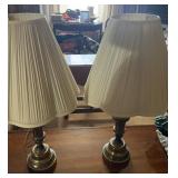 (2)BRASS TABLE LAMPS W/SHADES