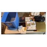 PLASTIC STORAGE TOTE W/LID & ASSORTED CONTENTS-