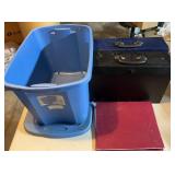 PLASTIC STORAGE TOTE W/LID & ASSORTED CONTENTS-