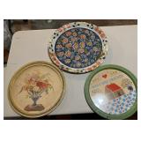 (1)VINTAGE FRAMED DECOR & (2)METAL TRAYS-CHECK