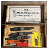 "KEEN KUTTER" LABEL IN WOODEN BOX W/CONTENTS-CHECK