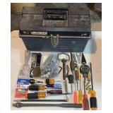 TOOLBOX W/ASSORTED TOOL RELATED ITEMS-CHECK OUT