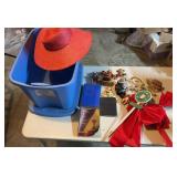 PLASTIC STORAGE TOTE W/LID & ASSORTED CONTENTS-