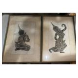 (2)FRAMED ASIAN THEMED WALL ART-APPROX. 30"x18"