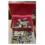 SEWING NOTIONS W/PINK STORAGE BOX-CHECK OUT THE
