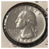 1964-D WASHINGTON QUARTER ***SMALL 'D' OVER LARGE