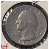 1980-D WASHINGTON QUARTER ***DEFECT-WEAK REVERSE