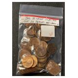(BAG OF 50) 1944-58 'ALL P-MINTS' LINCOLN WHEAT