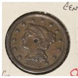 1855 U.S.A. 'LARGE' CENT ***SHOT IN CHEEK*** (VG)