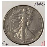 1946 WALKING LIBERTY HALF DOLLAR (90% SILVER) (VF+