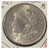 1921 MORGAN SILVER DOLLAR (90% SILVER) (AU)