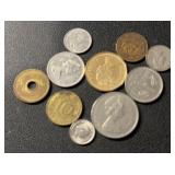 (BAG OF 10) 'DIFFERENT' FOREIGN COINS