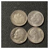 (BAG OF 4) 'MISC.' ROOSEVELT DIMES ***NO SILVER***