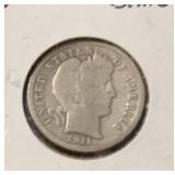 1911-D BARBER DIME (90% SILVER) (GOOD)