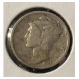 1925 MERCURY DIME (90% SILVER) (GOOD+)