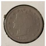 1908 LIBERTY V-NICKEL  (GOOD+)