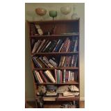 BOOKCASE W/ASSORTED CONTENTS-CHECK OUT THE PIC