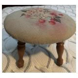 VINTAGE "NEEDLEPOINT" STOOL-APPROX. 14" DIAMETER