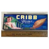 (100 COUNT)VINTAGE CRATE LABEL-"CRIBB"