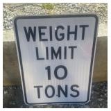FEDERAL/STATE REGULATORY SIGN-"WEIGHT LIMIT~10TON"