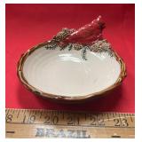 STONEWARE DECOR DISH-"CARDINAL" DESIGN