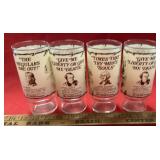 (SET OF 4)GLASS TUMBLERS-CHECK OUT THE PIC