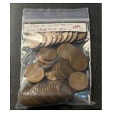 (BAG OF 50) LINCOLN WHEAT CENTS "1940-58P&D" (G~F)