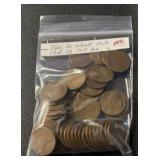 (BAG OF 50) LINCOLN WHEAT CENTS "1940-58P&D" (G~F)