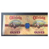 (5 COUNT) VINTAGE CAN LABEL-"OLIVISTA" OLIVES